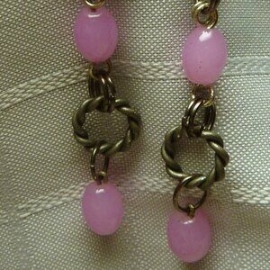 No153 Handmade earrings with acrylic beads and rings Approx. 4 inches long